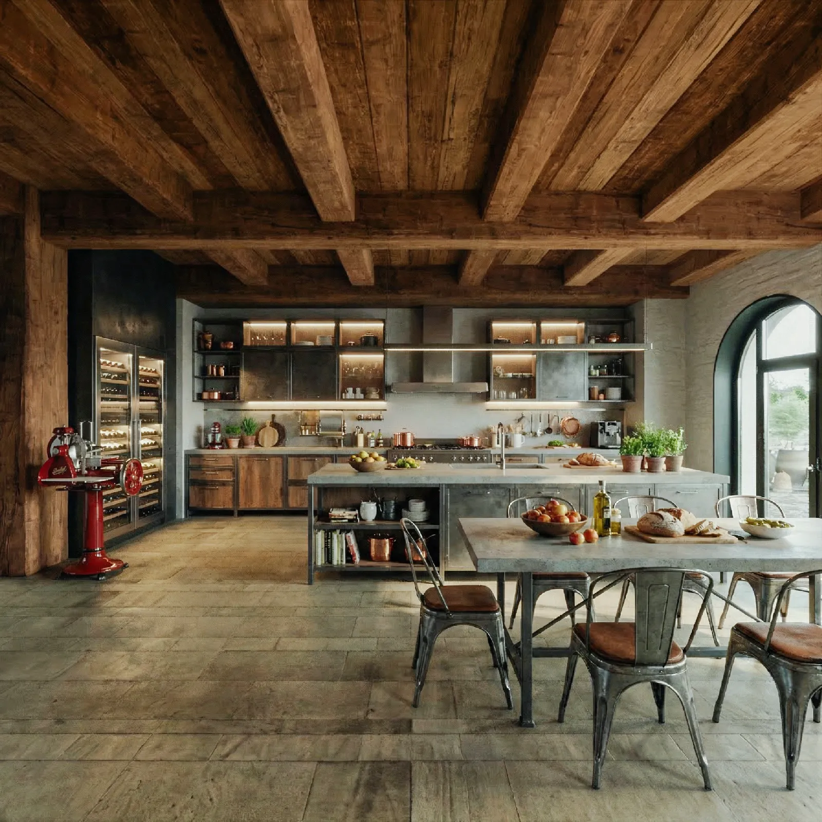 Virtual staging terrazzo arredato con set lounge e piante ornamentali